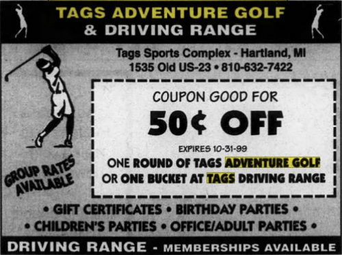Striking Lanes (Tags Adventure Golf) - Jul 25 1999 Ad